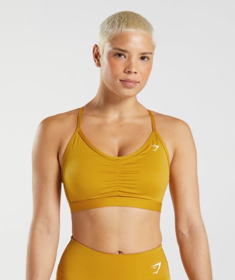 Staniki Sportowe Gymshark Ruched Damskie Żółte | PL 214OLF